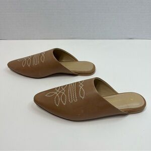 ANTHROPOLOGIE Western Mules Embroidered Women's Shoes EU size 37 tan